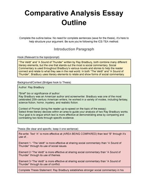 MLA Research Paper Outline for Comparative Analysis