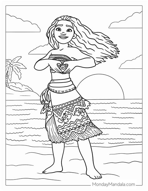 Moana coloring page printable for adults