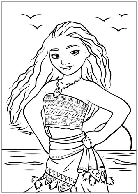 Moana coloring page printable for kids