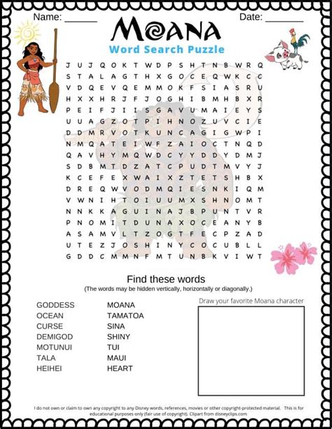 Moana word search printable