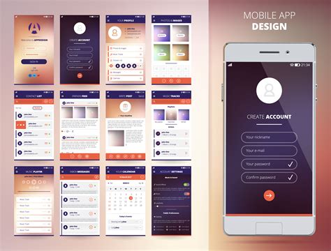 Mobile app design template for PowerPoint presentations