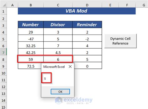 MOD Function VBA