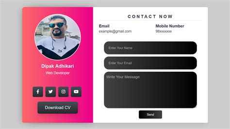 Contact and Booking Forms for Model Portfolio Website Template