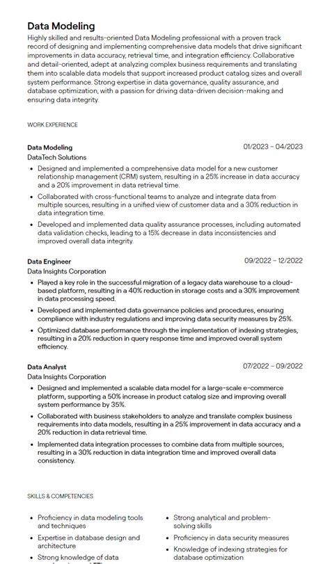 Modeling Resume Template Example 5