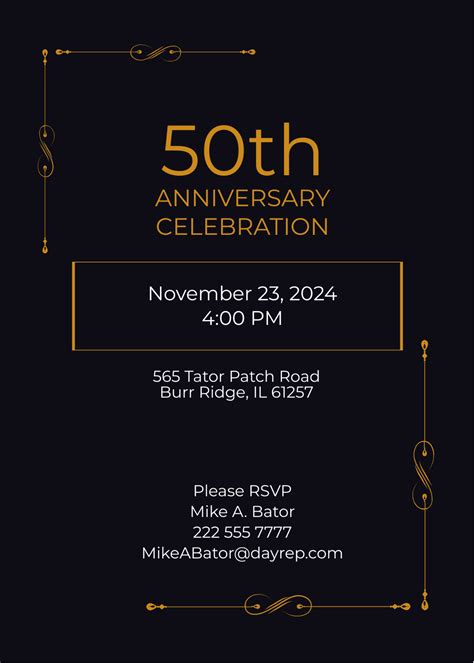 Modern 50th Anniversary Invitation Templates