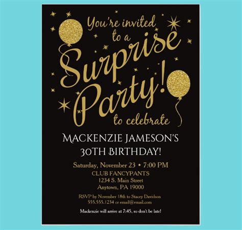 Modern and Sleek Surprise Party Invitation