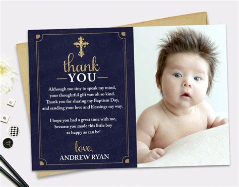 Modern Baptism Card with Cross