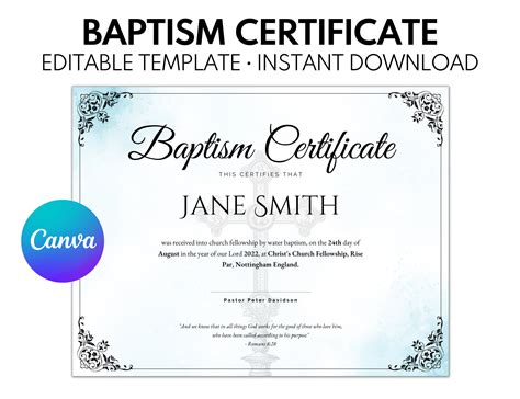 Modern Baptism Certificate Template