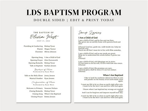 Modern Baptism Program Template