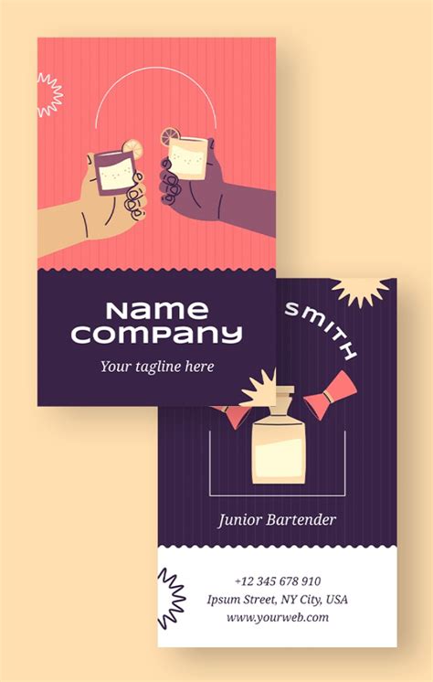 Modern Bartender Business Card Template 9