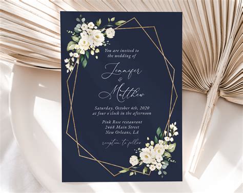 Modern Blue Wedding Invitation Templates