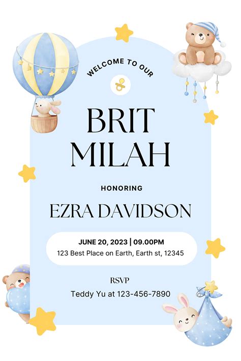 Modern Brit Milah Invitation Template