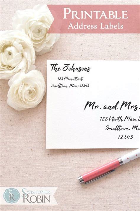 Modern Calligraphy Wedding Return Address Labels Templates