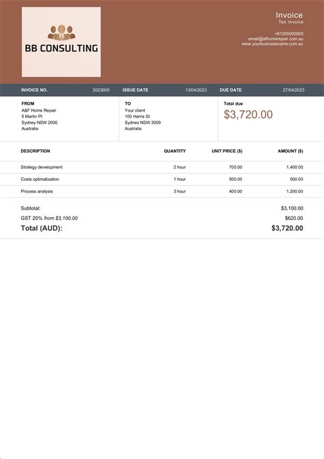 Modern Consulting Invoice Template