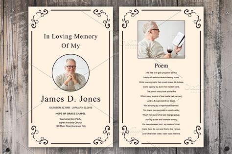 Modern Funeral Prayer Card Template