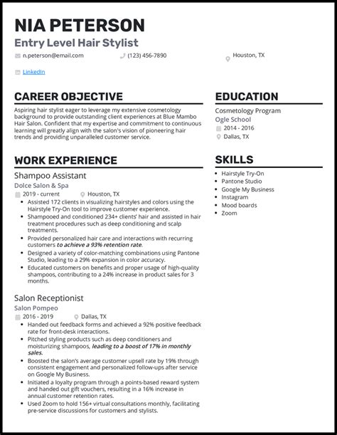 Modern Hair Stylist Resume Template