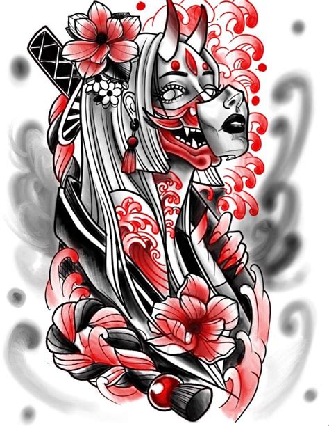 Modern mask tattoo design