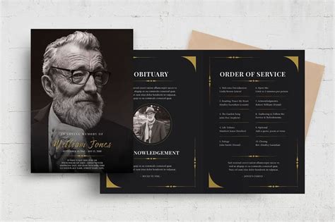 Example of a modern memorial funeral program template