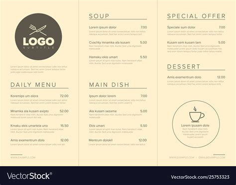 Modern menu template