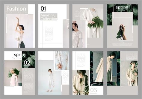 A modern minimalist lookbook template with geometric shapes and bold typography