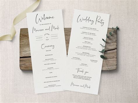 Modern minimalism wedding program template