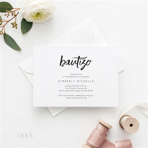 Modern Minimalist Bautizo Invitation Template