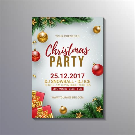 Modern Minimalist Christmas Party Poster Template Design