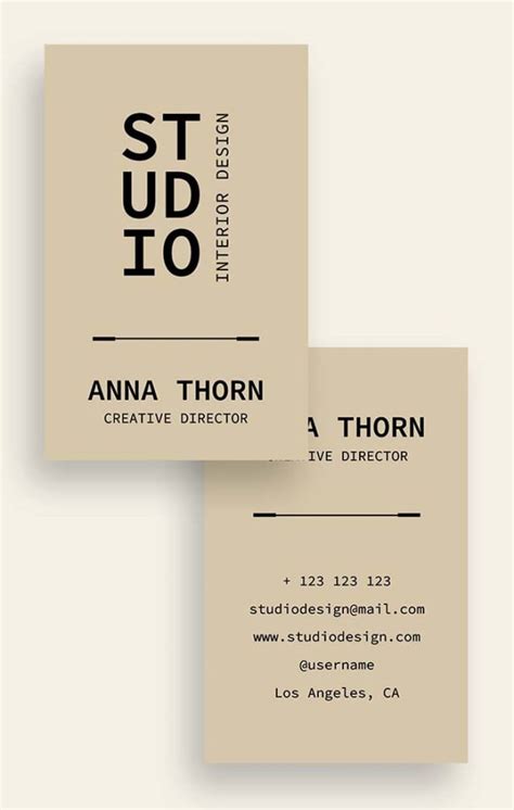 Modern minimalist interior design business card template