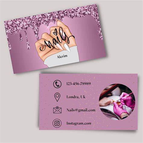 Modern minimalist nail business card template