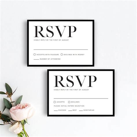 Modern Minimalist Wedding Postcard RSVP Template Example