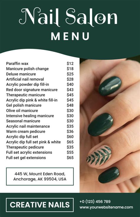 Modern Nail Salon Menu Template