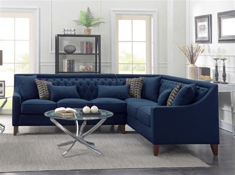 Modern Navy Blue Sectional in a Living Room