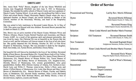 modern obituary template google docs