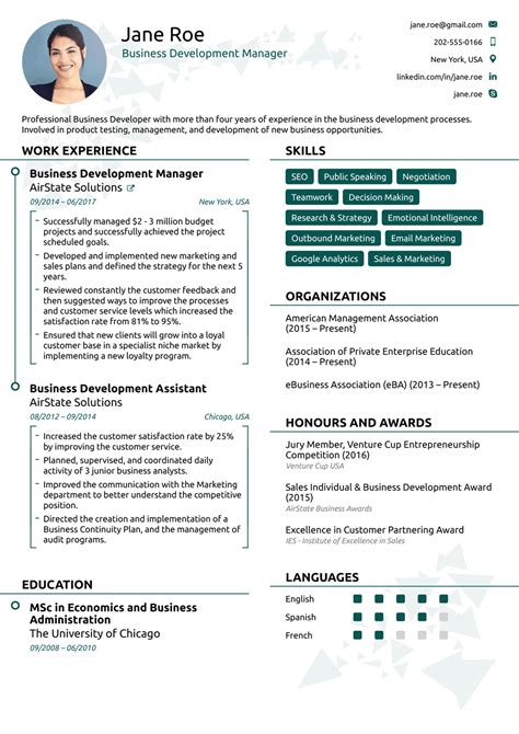 Modern One-Page Resume Template Image