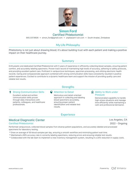 Modern Phlebotomy Resume Template