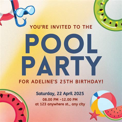 Modern Pool Party Invitation