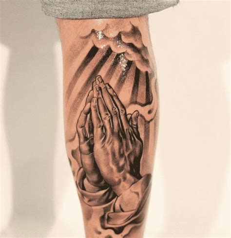 Modern praying hands tattoo design