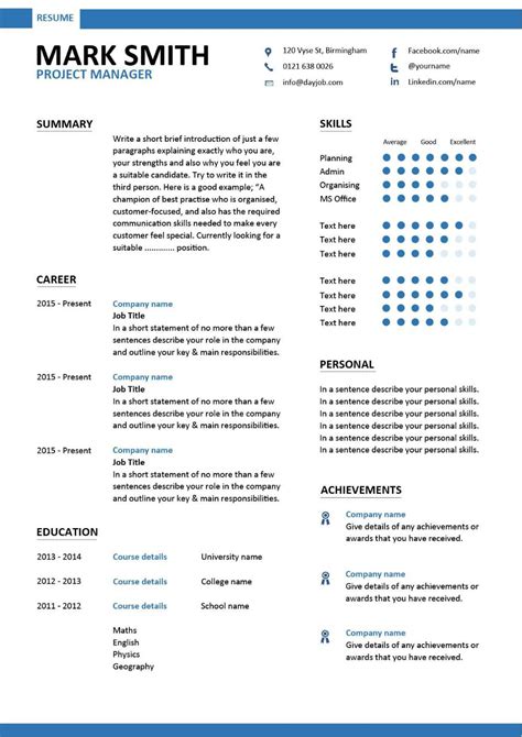 Modern Project Manager CV Template