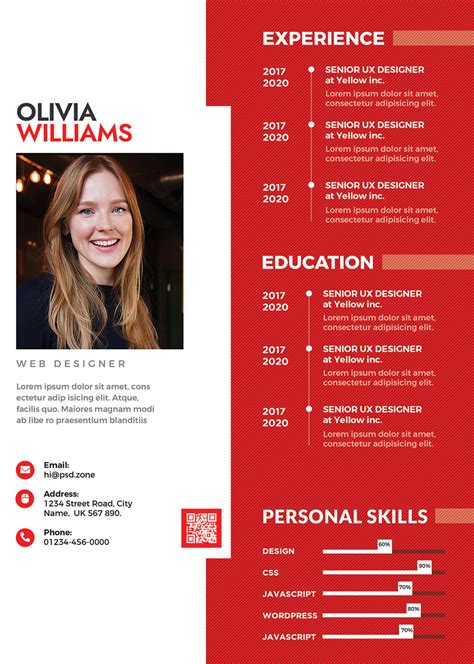 Modern Resume Template PSD Design