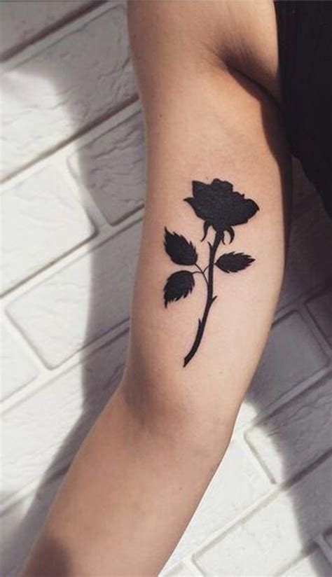 Modern rose black tattoo idea