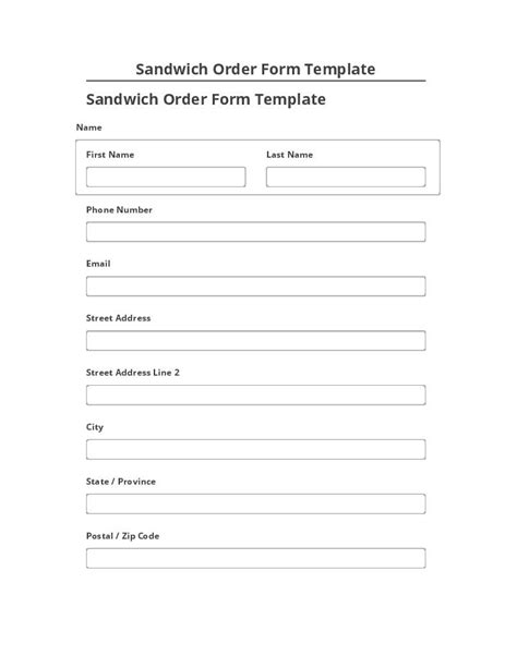 Modern Sandwich Order Form