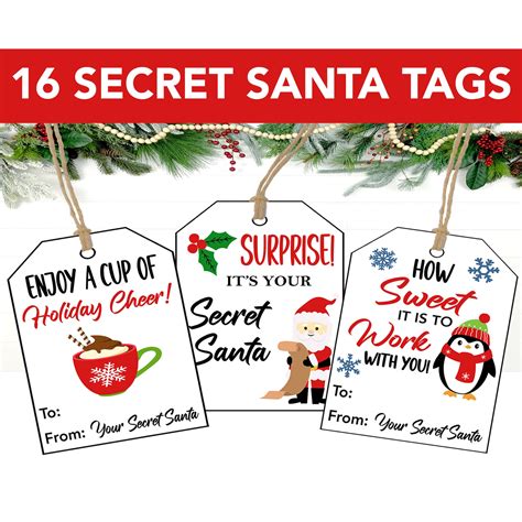 Modern Secret Santa Gift Tags