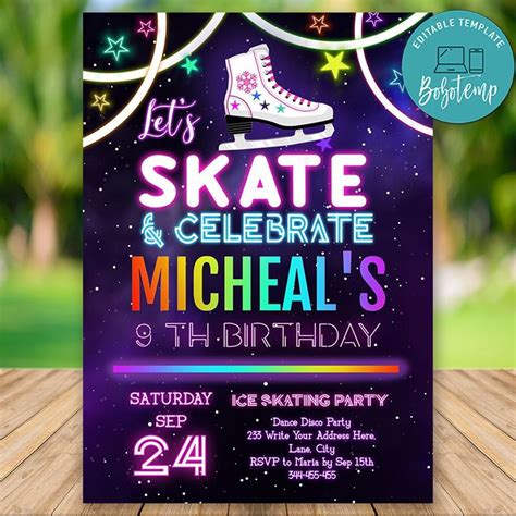 Modern Skate Party Invitation