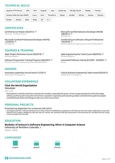 Modern Software Engineer Resume