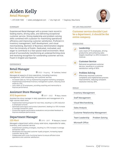 Modern Store Manager Resume