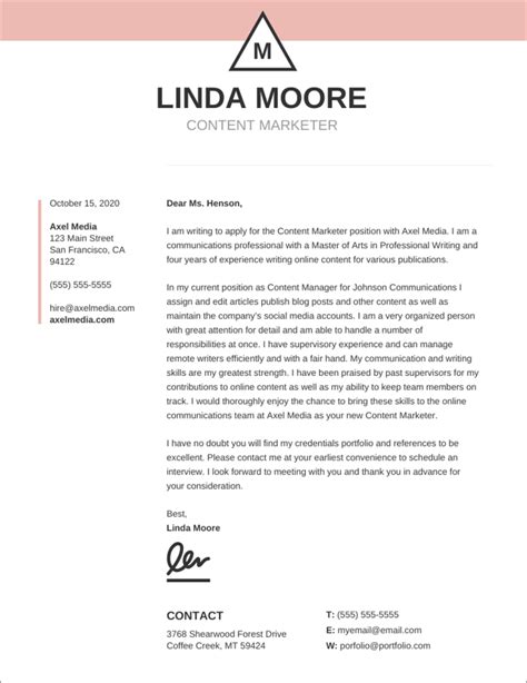 modern stylish cover letter template