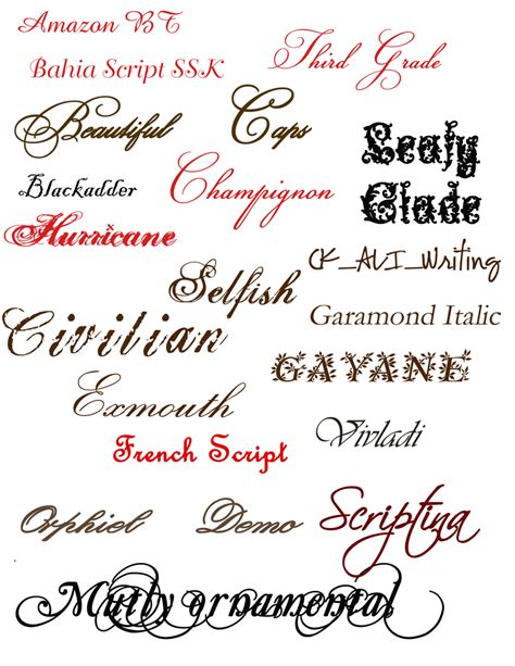 Modern Tattoo Font Styles