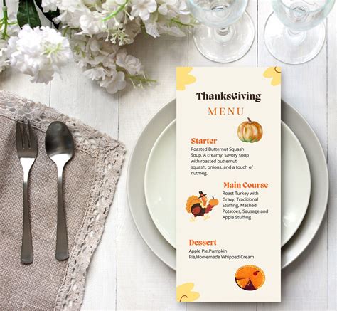 Modern Thanksgiving menu template