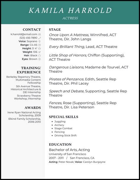 Modern Theater Resume Template