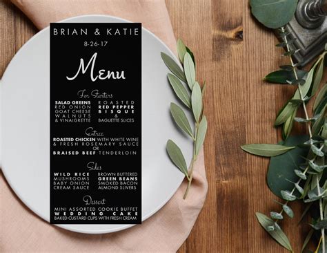 Modern Wedding Menu Card Design